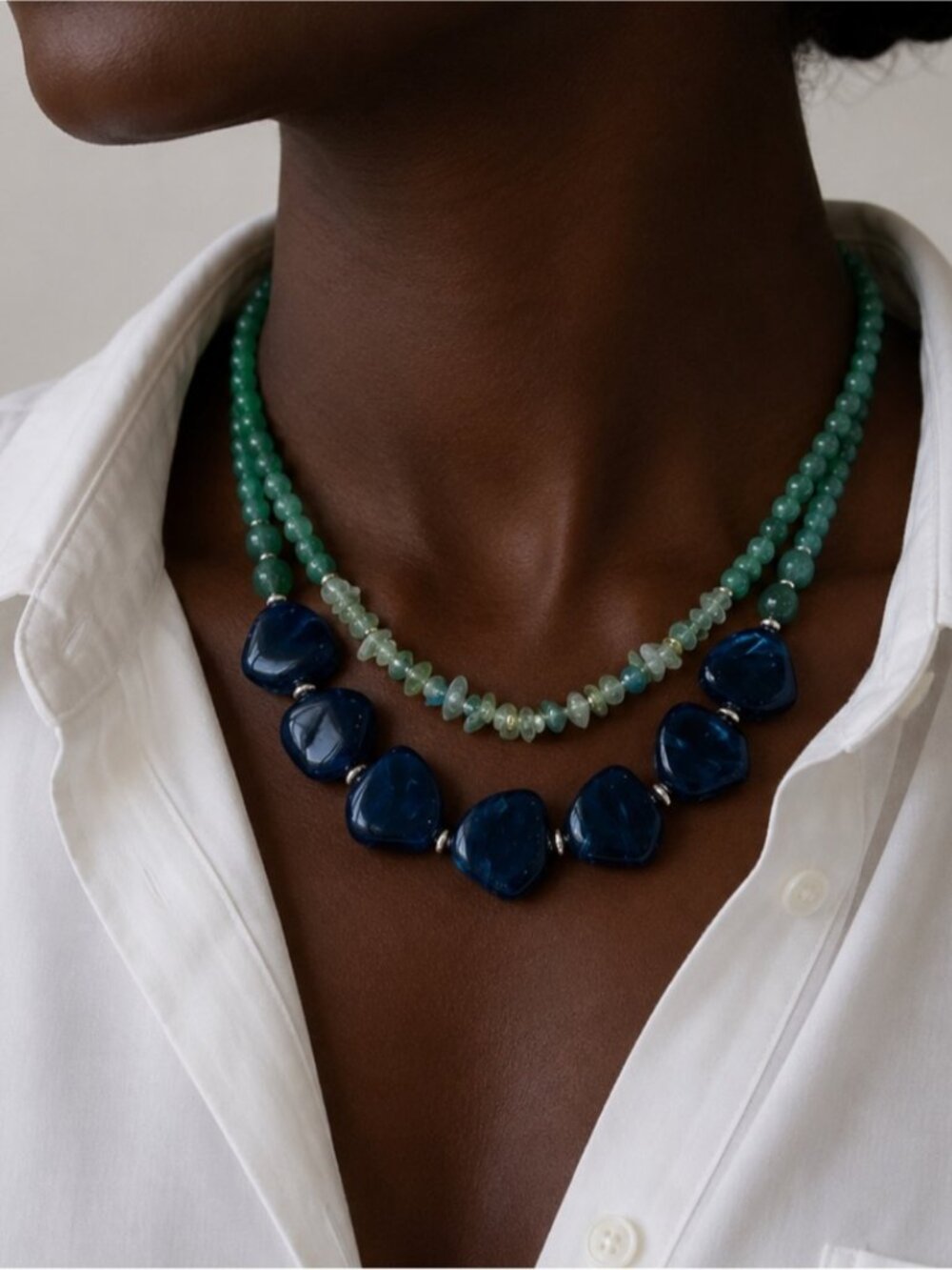 New! Coastal Colorful Mixed Bead Stack Necklace NWOT